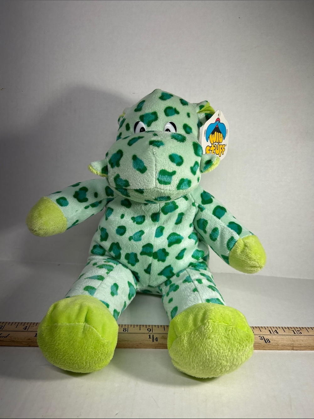 Kellytoy Green Leopard-Print Plush Hippo with Lime Accents